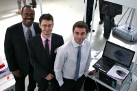 Memjet's Elliot Williams, Peter Ageyev and Lomond's Ivan Bulaev at the launch of the machines in 2011