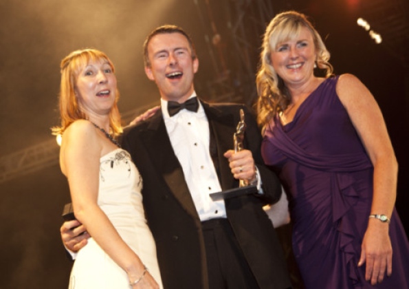 Credit Blackpool Gazette: Sam Meakin and Adrian Meakin of The Ink Squid with Tracy Hargreaves from Roost PR.