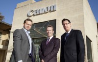 Lock with Canon Sales Development Executive Kevin Bigwood and M Partners Wide's Gary Doman. Credit: PrintWeek