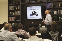 MSE's Luke Goldberg informs attendees about the company at the recent BTA event it hosted