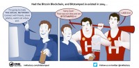 A comic from Ink Factory showing how the Bitstamped app might have helped the founding of Facebook