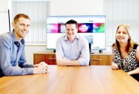 Gary Flynn, Founder and Managing Director of NetGiant; David Liggett, Business Development Manager at TonerGiant; and Director of TonerGiant Joanne Flynn (Credit: The Bolton News)
