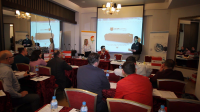 Static Control's Customer Support Technician Alejandro Casillas and Sales Executive for Eastern Europe Angela Shekyls address attendees at the first seminar of 2015 in Tirana, Albania