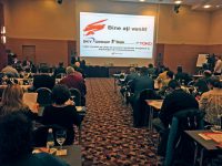 Attendees prepare to hear a presentation during Static Control’s most recent seminar, held at the Ramada Plaza Hotel in Bucharest, Romania
